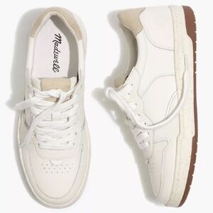 Madewell Court Sneakers in White Leather, Ivory Multi, Size 7